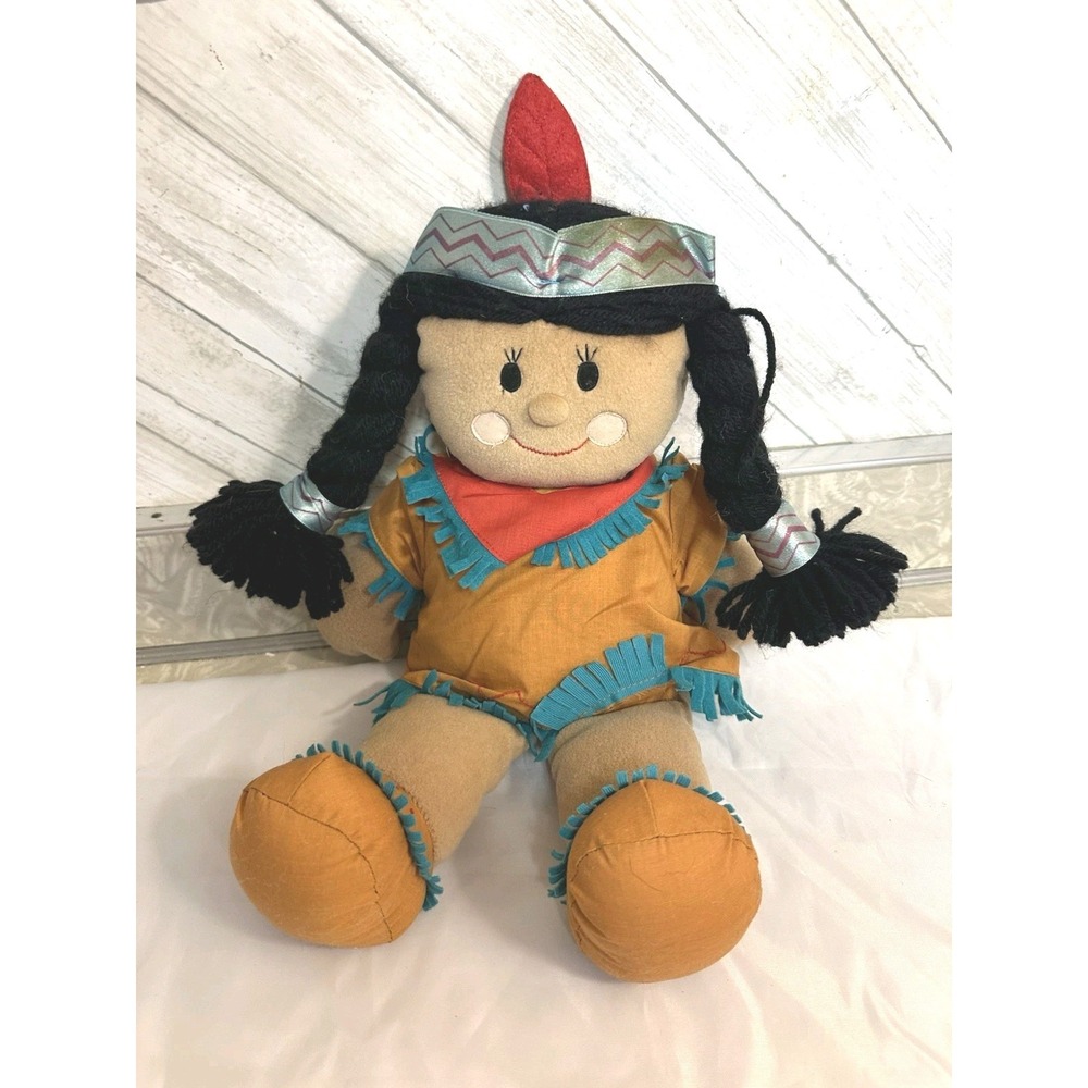 Vtg. 1995 Gibson Greetings Plush Indian Girl Doll Native American